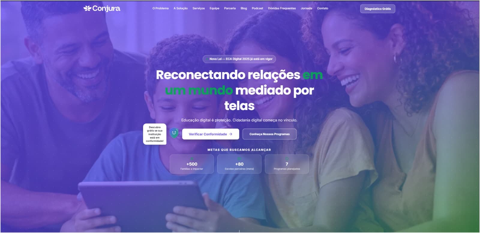 Captura de tela do site Conjura